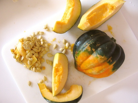 Cut acorn squash